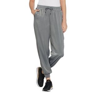 AnyBody Petite Satin Jogger Pants Charcoal Grey
